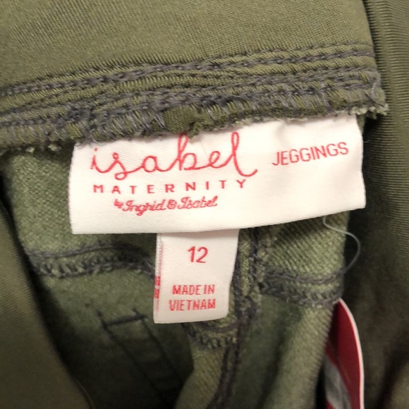 NWT ISABEL MATERNITY Olive Green Jeggings Crossover Panel Tapered Moto Pants - Picture 5 of 6